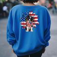 Sunflower American Flag Border Collie 4Th Of July Pratioctic Women's Oversized Sweatshirt Back Print Royal Blue