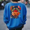 Trick Or Treat Vintage Halloween Pumpkin Rose Women Pumpkin Women's Oversized Sweatshirt Back Print Royal Blue
