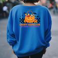 Vintage Trick Or Treat Halloween No Tricks Just Treats Candy Halloween Women's Oversized Sweatshirt Back Print Royal Blue