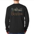 Boston City Panorama At Night Back Print Long Sleeve T-shirt