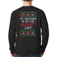 My Brother Is On The Naughty List Ugly Christmas Sweater Back Print Long Sleeve T-shirt