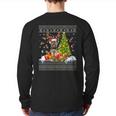 Christmas Lights Yorkie Dog Xmas Ugly Sweater Back Print Long Sleeve T-shirt