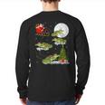 Xmas Lighting Tree Santa Riding Alligator Christmas Back Print Long Sleeve T-shirt