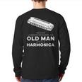Harmonicist Never Underestimate An Old Man With Harmonica Back Print Long Sleeve T-shirt