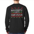 Naughty List Survivor Ugly Christmas Sweater Back Print Long Sleeve T-shirt