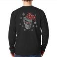 Sugar Skull With Santa Hat Christmas Pajama Xmas Back Print Long Sleeve T-shirt