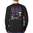 Witch Way To The Wine Halloween Drinking For Wiccan Witches Back Print Long Sleeve T-shirt