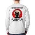 Natives American Never Underestimate An Old Man With A Cat Back Print Long Sleeve T-shirt