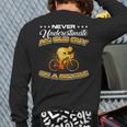 Bicycle Never Underestimate An Old Guy On A Bicycle Back Print Long Sleeve T-shirt