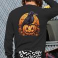 Crow Bird On Pumpkin Crow And Jack O Lantern Halloween Party Back Print Long Sleeve T-shirt