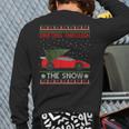Drifting Through The Snow Ugly Christmas Sweater Tree Car Back Print Long Sleeve T-shirt