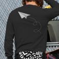 Flying Paper Airplane Awesome Paper Plane Back Print Long Sleeve T-shirt