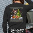 Christmas Lights Yorkie Dog Xmas Ugly Sweater Back Print Long Sleeve T-shirt