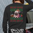 Dog Lovers Cute Pug Santa Hat Ugly Christmas Sweater Back Print Long Sleeve T-shirt