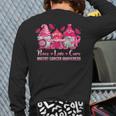 Gnome Peace Love Cure Pink Ribbon Breast Cancer Awareness Back Print Long Sleeve T-shirt