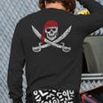 Jolly Roger Pirate Skull And Cutlasses Flag Distressed Back Print Long Sleeve T-shirt