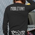 Middletown Vintage White Script Apparel Back Print Long Sleeve T-shirt Middletown Vintage White Script Apparel Back Print Long Sleeve T-shirt