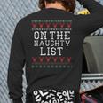 Naughty List Holiday Ugly Christmas Sweater Back Print Long Sleeve T-shirt