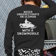 Snowmobile Never Underestimate An Old Man Winter Sports Back Print Long Sleeve T-shirt