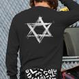 Star Of David Pride Israel Jewish Israeli Flag Brush Stroke Back Print Long Sleeve T-shirt