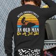 Never Underestimate An Old Man On A Jet Ski Jetski Squad Back Print Long Sleeve T-shirt