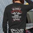 Vazquez Blood Runs Through My Veins Last Name Family Back Print Long Sleeve T-shirt