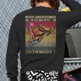 Vintage Never Underestimate An Old Man With A Snowmobile Back Print Long Sleeve T-shirt