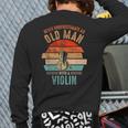 Vintage Never Underestimate An Old Man With A Violin Back Print Long Sleeve T-shirt