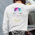 Angela Name Personalized Kitty Cat Back Print Long Sleeve T-shirt