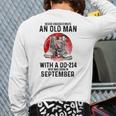 Never Underestimate An Old September Man With A Dd 214 Back Print Long Sleeve T-shirt