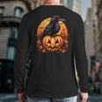 Crow Bird On Pumpkin Crow And Jack O Lantern Halloween Party Back Print Long Sleeve T-shirt