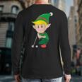 Elf Playing Golf Christmas Sport X-Mas Pajama Party Golfer Back Print Long Sleeve T-shirt