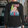 Fake Trees Us President Donald Trump Ugly Christmas Sweater Back Print Long Sleeve T-shirt