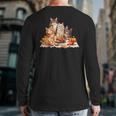 Cute Cat Lover Celebrating Thanksgiving Autumn Dinner Back Print Long Sleeve T-shirt