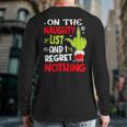 On The List Of Naughty And I Regret Nothing Christmas Back Print Long Sleeve T-shirt