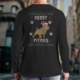 Merry Pitmas Ugly Christmas Sweater Pit Bull Lovers Back Print Long Sleeve T-shirt