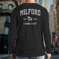 Milford Ct Vintage Nautical Boat Anchor Flag Sports Back Print Long Sleeve T-shirt