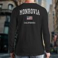 Monrovia California Ca Vintage American Flag Sports Back Print Long Sleeve T-shirt
