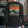 Never Underestimate An Old Man On A Snowboard Vintage Back Print Long Sleeve T-shirt