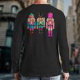 Vintage Sequin Cheerful Sparkly Nutcrackers Christmas Back Print Long Sleeve T-shirt