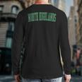Vintage North Highlands Ca Distressed Green Varsity Style Back Print Long Sleeve T-shirt