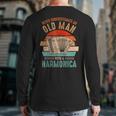 Vintage Never Underestimate An Old Man With A Harmonica Back Print Long Sleeve T-shirt
