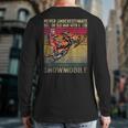 Vintage Never Underestimate An Old Man With A Snowmobile Back Print Long Sleeve T-shirt