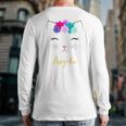 Angela Name Personalized Kitty Cat Back Print Long Sleeve T-shirt
