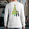 Retro Mid Century Modern Cool Cat Christmas Tree Back Print Long Sleeve T-shirt