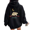 Angie Name Personalized Retro Mama Bear Women Oversized Hoodie Back Print Black