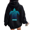 Aruba Tribal Sea Turtle Surf Surfer Scuba Diving Diver Women Oversized Hoodie Back Print Black
