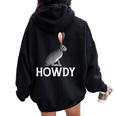 Black-Tailed Jackrabbit Howdy Cowboy Western Country Cowgirl Women Oversized Hoodie Back Print Black