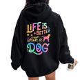 Cavador Life Is Better With My Dog Mom Dad Women Oversized Hoodie Back Print Black