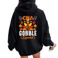 Cna Gobble Squad Nurse Turkey Thanksgiving Women Oversized Hoodie Back Print Black